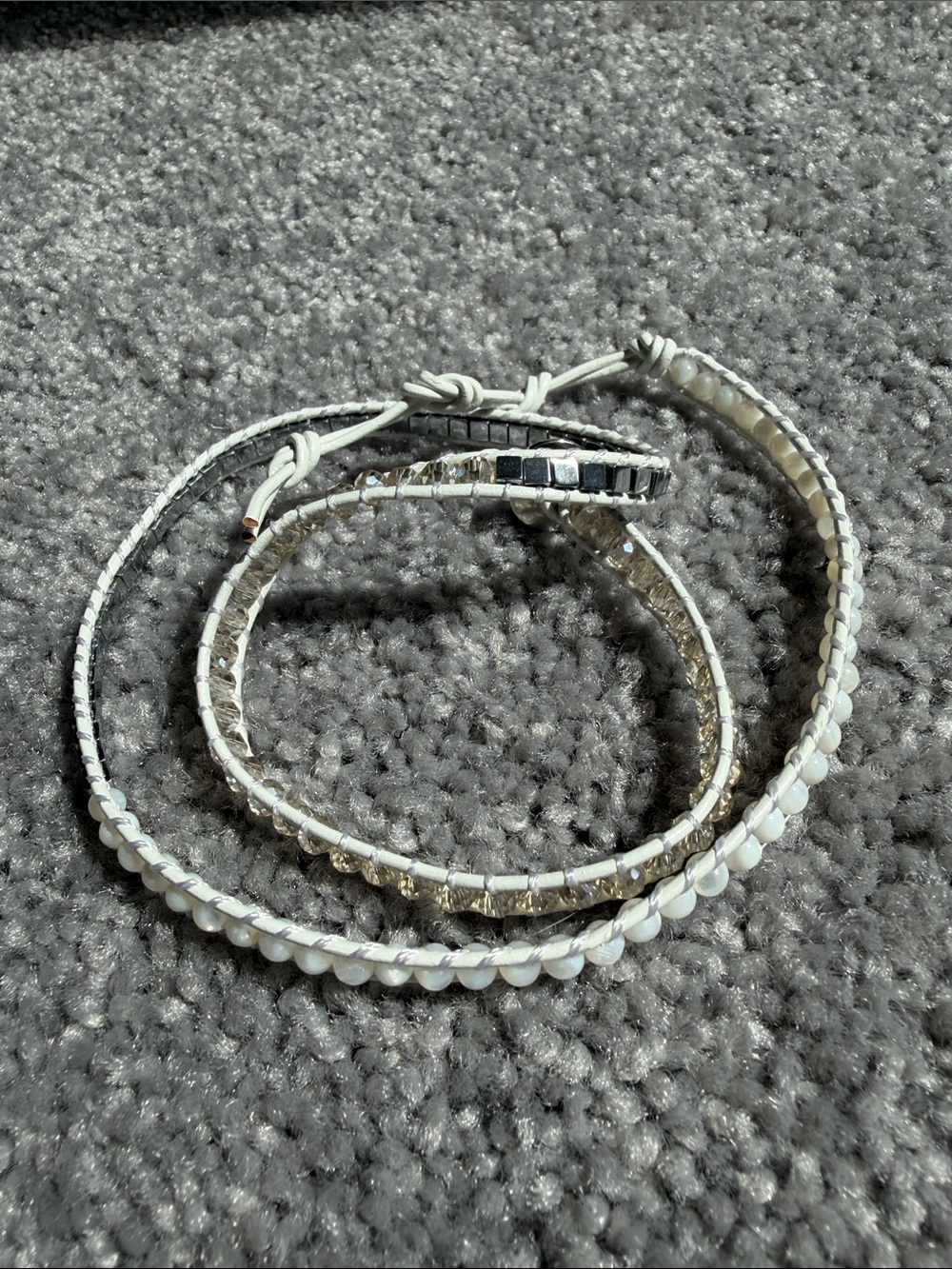 White and Silver Victoria Emerson Multi Strand Wrap Bracelet